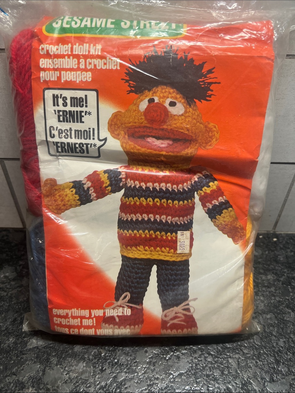Vintage Sesame Street Ernie Crochet Doll Kit. New. Never opened.